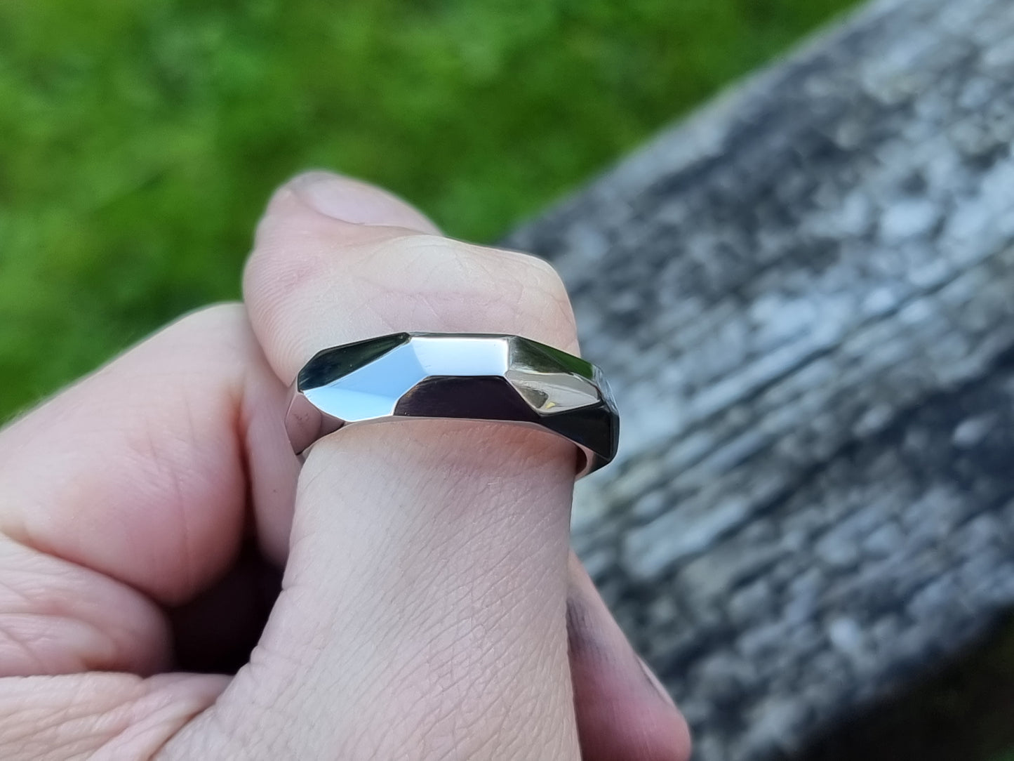 hammered titanium ring 