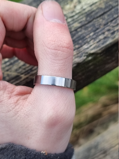 Titanium Ring on finger