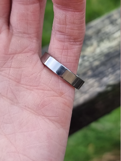 polished titanium ring outside view