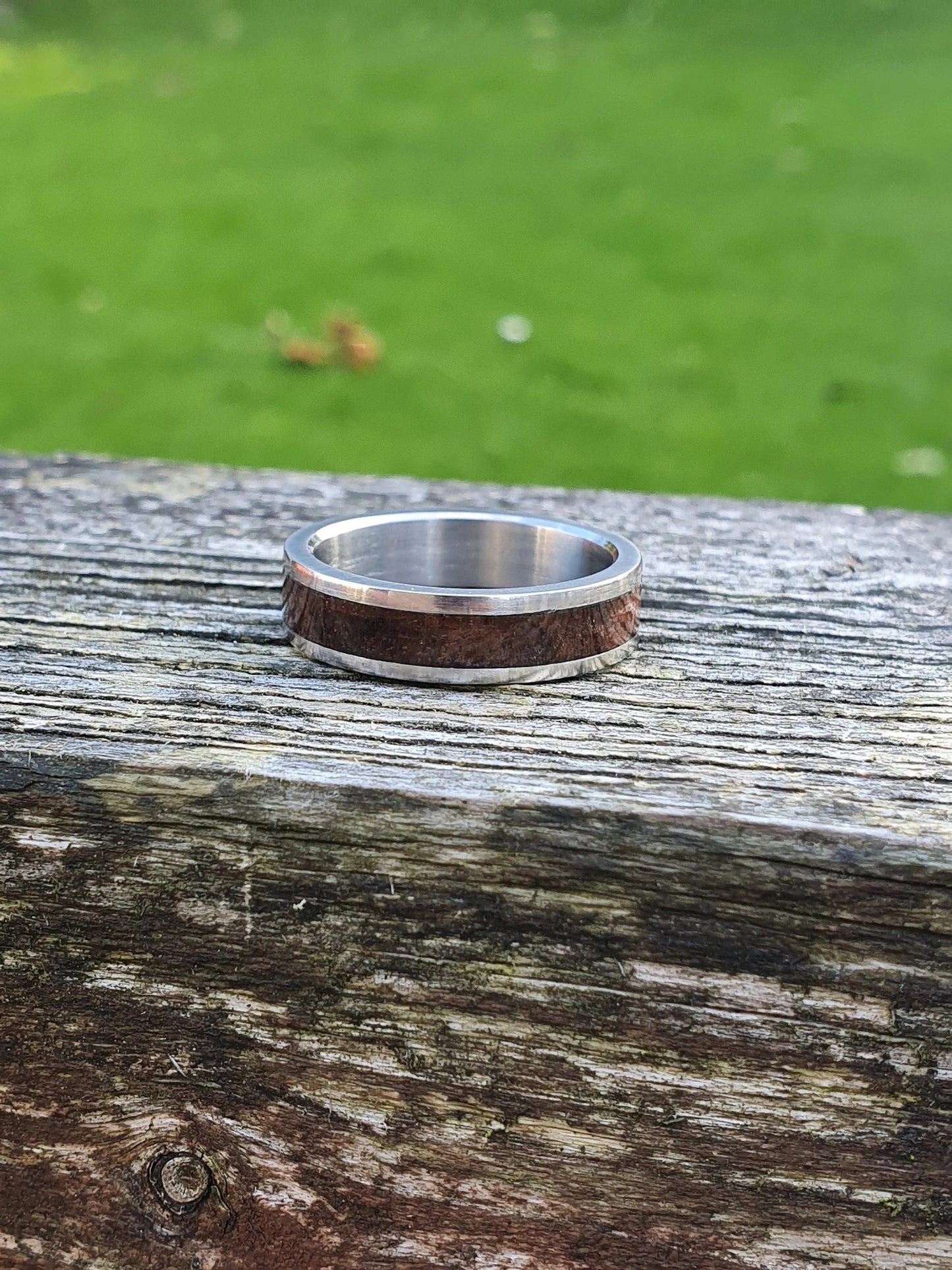 Titanium ring with Walnut Inlay - AlfiesHandCrafts